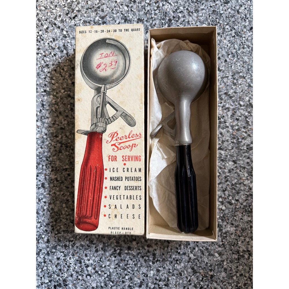 Vintage‎ Peerless Scoop Model 601 Black Handle Ice Cream Disher Brooklyn NY Box